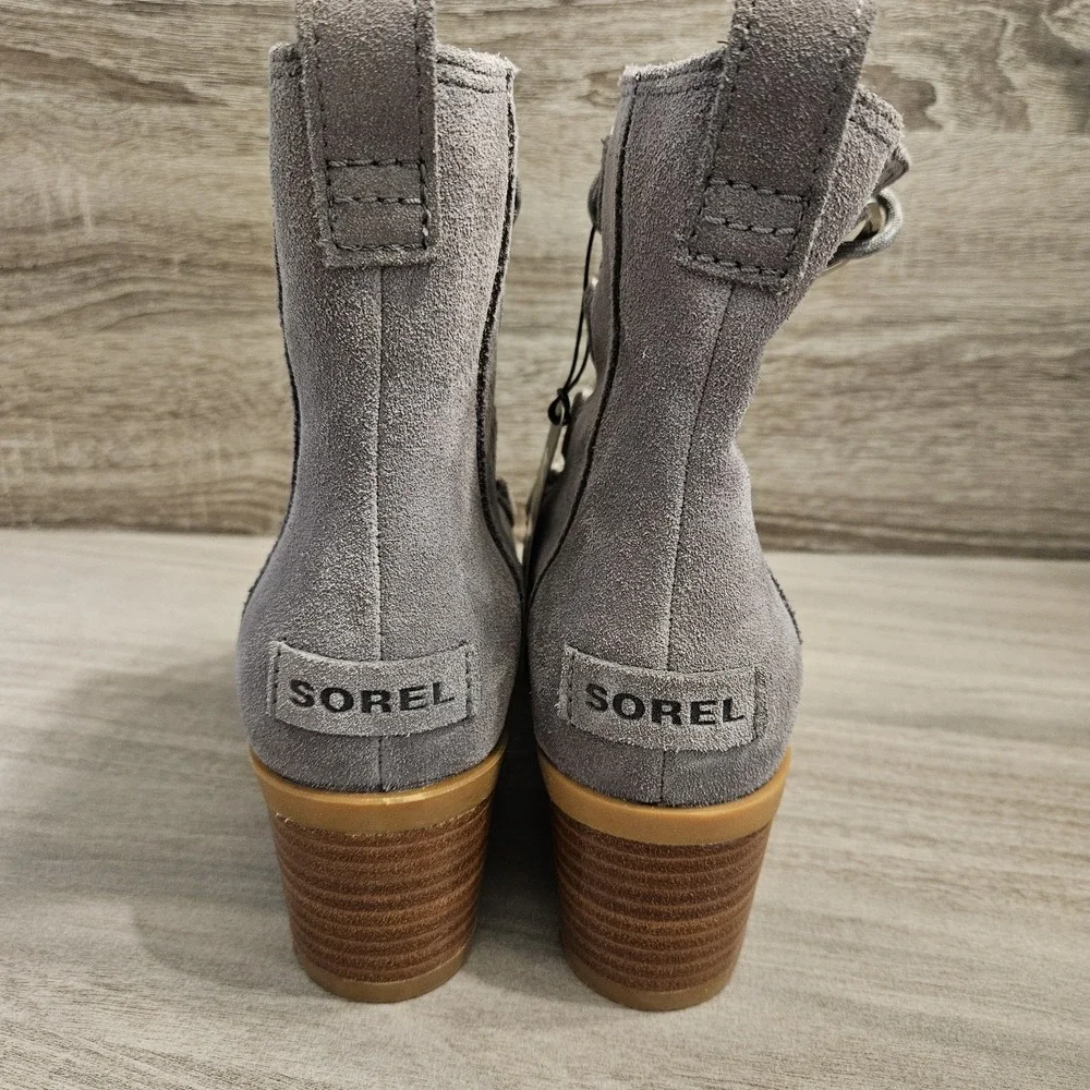 Sorel Womens Cate Lace‎ Boots 6.5 Gray Suede Waterproof Comfort EVA NL4314-052